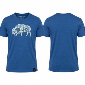 United By Blue Mens T Shirt S 100% Organic Cotton Blue Bison Graphic Slub Knit